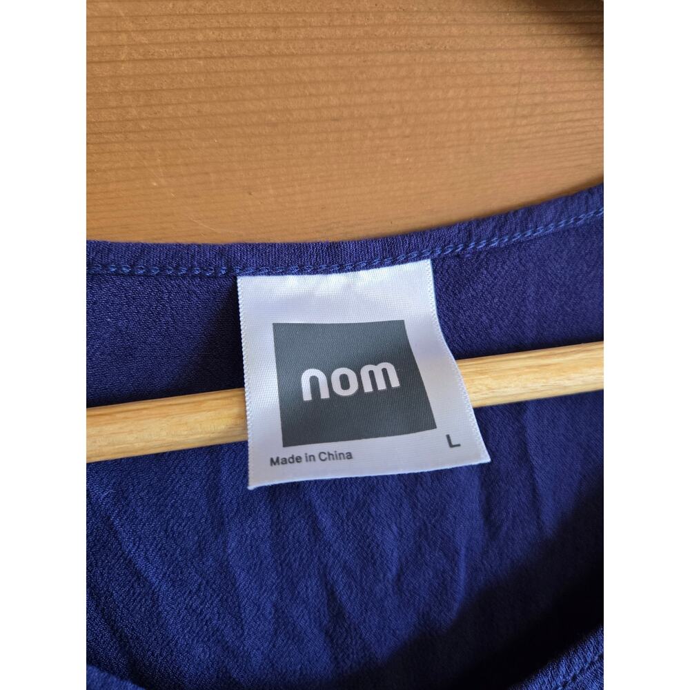 NOM Margot Dress Maternity Blue Midi Long Sleeve Nursing Friendly Large Flowy - Picture 3 of 4